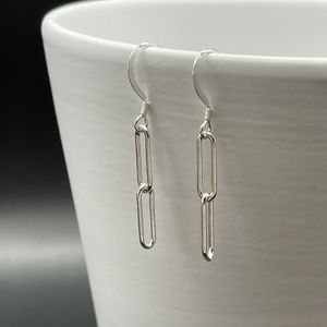 NEW Sterling Silver Paperclip Chain Earrings